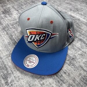 OKC Oklahoma City Thunder NBA Logo Hat Adjustable Snap Back Cap Mitchell Ness